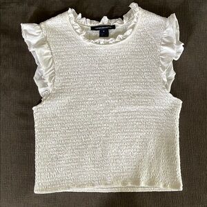 French Connection White Ruffled Sleeveless Top